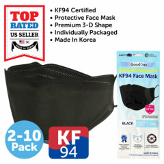 2-10 PCS KF94 BLACK Face Protective Mask Made in Korea KFDA Approved Adult Size