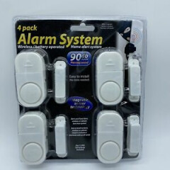 4 Pack Alarm System Wireless/ Battery Operated Home Alert System, 90 db alarm