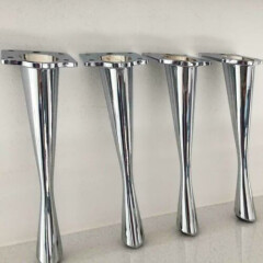 Chrome French Tapered Furniture Replacement Legs Sofa Chair Feet x 4