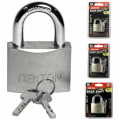 Dekton Satin Nickel Security Padlock Steel Shackle 3 Keys 30, 40 Or 50mm Lock