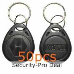 50PCS 125KHz RFID Card Keyfobs EM4100 TK4100 Proximity ID Keyfobs with Keychains