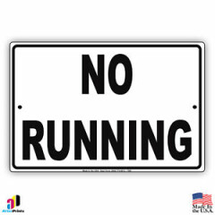 No Running - Pool Area Aluminum Metal 8x12 Warning Sign