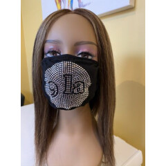 Limited Edition Comma La Kamala Harris Bling Rhinestone Face Mask Clear