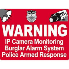 1000 Camera Burglar Alarm Warning Police Armed Response Laminated CCTV Sticker's
