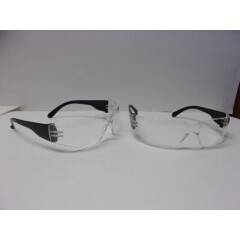 Lot of 2 Bouton Safety Glasses Anti-Scratch Clear Lens Adult Size Small #427