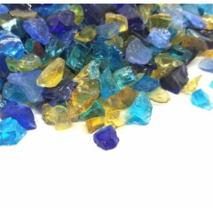 ROYAL BLUE GOLD - 1/2" - 3/4" Large Fireplace Fire Pit Fireglass Glass Crystals