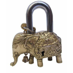 Padlock with Keys Working Functional Brass Made Type Elephant Brass Finish