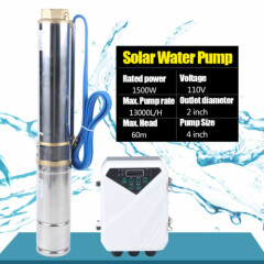 2HP 4" Solar Water Pump Deep Well Submersible Pump MPPT Controller DC 1500W