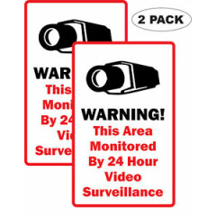 2 Home Security Video Surveillance 6 mil Quality Vinyl Decals - Indoor Outdoor
