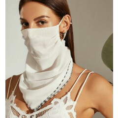 Summer breathable light thin chiffon face mask veil in white chiffon - women's