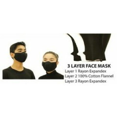 WORLDS BEST 3 BLACK Reusable Protective Face Masks - Made In the USA 