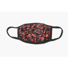 Reusable Comfort Fit Fashion Face Covering w/ PM 2.5 Filter-Black,Red Hearts NEW