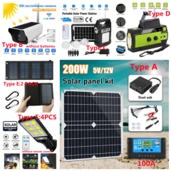 200W Solar Panel Kit Home Security Camera System Wireless Outdoor Solar Battery 