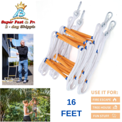 Portable Emergency Fire Escape Ladder Rope With 2 Hook Carabiner Swing Climbing
