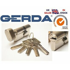 Gerda High Quality Euro Profile Cylinder Door Lock Barrel 5Keys HPlus Thumb Turn