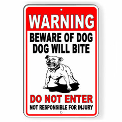 Sign Or Decal Beware Of Dog Will Bite Security Attack Guard Warning Protected