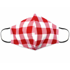 Fabric Face Mask Cotton Reusable Washable Adult Handmade in US- Red Picnic Plaid