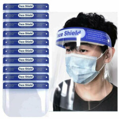 10pcs Transparent Safety Face Shield Reusable Protective Shield Cover Windproof