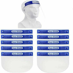 10 Pack Safety Face Shield, All-Round Protection Headband with Clear Anti-Fog Le