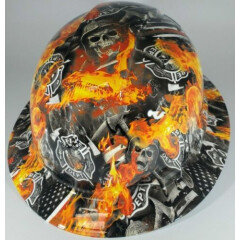 New Full Brim Hard Hat Custom Hydro Dipped FIRE FIGHTER. Free Shipping