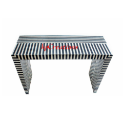 Stunning Console Table Stripe Design Bone Inlay Entryway Table for Home Decor