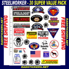STEELWORKER, 30 assorted steelworker stickers value pack SH-25