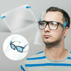 NEW Clear Safety Face Visor Mask Shield Clip On Glasses Blue/Clear