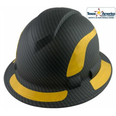 Pyramex Ridgeline Full Brim Hard Hat Matte Black with Yellow Reflective Decals