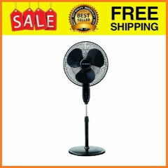 Double Blade Pedestal Electric Stand Fan, HSF1640B, Black