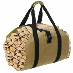 Portable Canvas Firewood Log Carrier Bag Waxed Canvas Log Tote Bags Camping