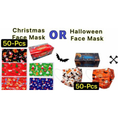 50 Pcs Christmas/Halloween Face Mask Mouth & Nose Protector Respirator Masks