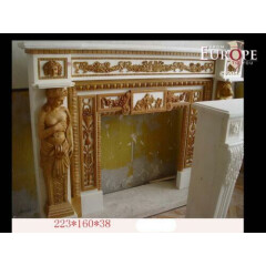 BEAUTIFUL HAND CARVED VICTORIAN STYLE SOLID MARBLE FIREPLACE MANTEL - LST26