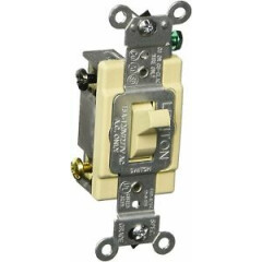 Leviton S01-CS415-2IS Grounded Toggle Switch, 120/277 Vac, 15 A, 2 P, Ivory