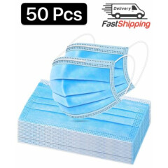  50 PCS Blue Face Mask Mouth & Nose Protecting Families Easy Safe