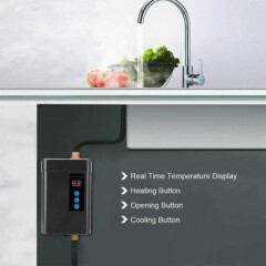 Remote Electric Instant Hot Tankless Water Heater Shower Kitchen Tap Faucet 3KW