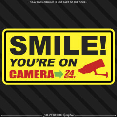 2 pack \ Smile you're on camera \ sticker warning security alarm window decal 6"