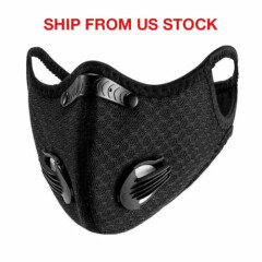 Cycling Face Mask With Active Carbon Filter Breathing Valves Reusable Washable
