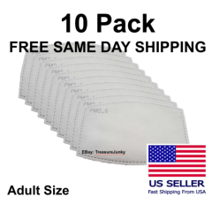 10 Pack Adult PM2.5 5 Layer Carbon Face Super Fresh Air Mask Filter Replacements