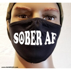 Alcoholics Anonymous SOBER AF - Black Face Mask - NEW 3 Option