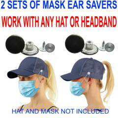 Button Mask Holder Ear Saver For Your Favorite Hat Ball Cap 2 Sets For 2 Hats
