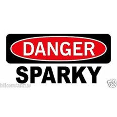 DANGER SPARKY HARD HAT STICKER HELMET STICKER TOOLBOX STICKER LAPTOP STICKER 