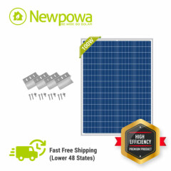NewPowa 100W Watt 12V Poly Solar Panel +a set of Z bracket RV Camping Off Grid