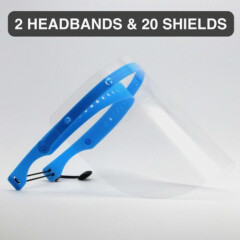 Safety Full Face Shield Clear Flip-Up Visor 2 PACK 20 SHIELDS Reusable Face Mask
