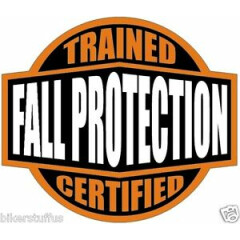 FALL PROTECTION TRAINED STICKER ORANGE AND BLACK HARD HAT STICKER 