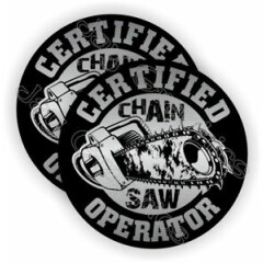 (2) CHAINSAW Operator Hard Hat Stickers \ Funny Helmet Decals Chain Saw Blade
