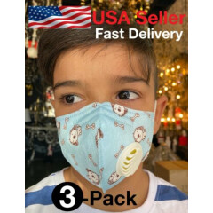 PACK OF {3} KIDS FACE MASK, very soft & Comfortable, MASK, BLUE KID MASK