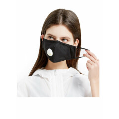 Black Reusable Cotton Mask with Valve Unisex 2 x Carbon PM2.5 Filters AUS STOCK