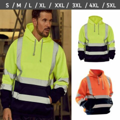 Hi Viz Hoodie Multi Pockets High Visibility Jacket Hooded SweatShirt Top S - 5XL
