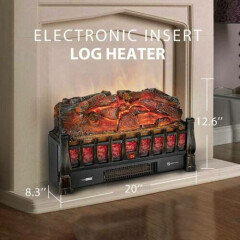 1500W Electric Fireplace Insert Logs Heater Quartz Realistic Flame w/ Remote