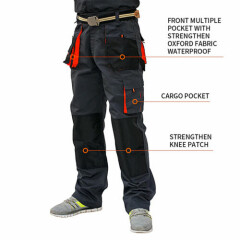 UK Mens Work Trousers Heavy Duty Pants KneePad Cargo Combat Style Multi Pockets.